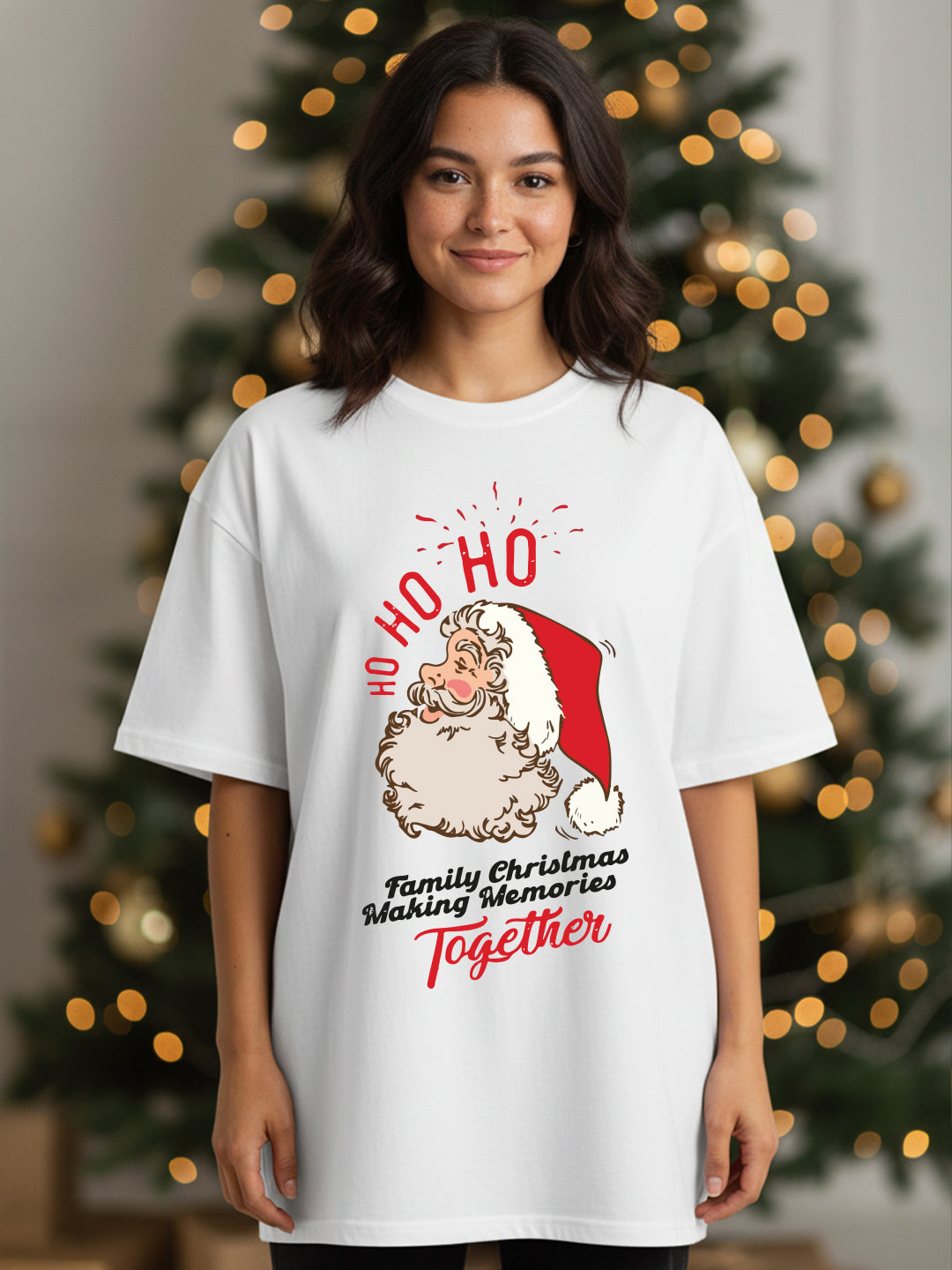 Santa Christmas Oversize T-Shirt For Women