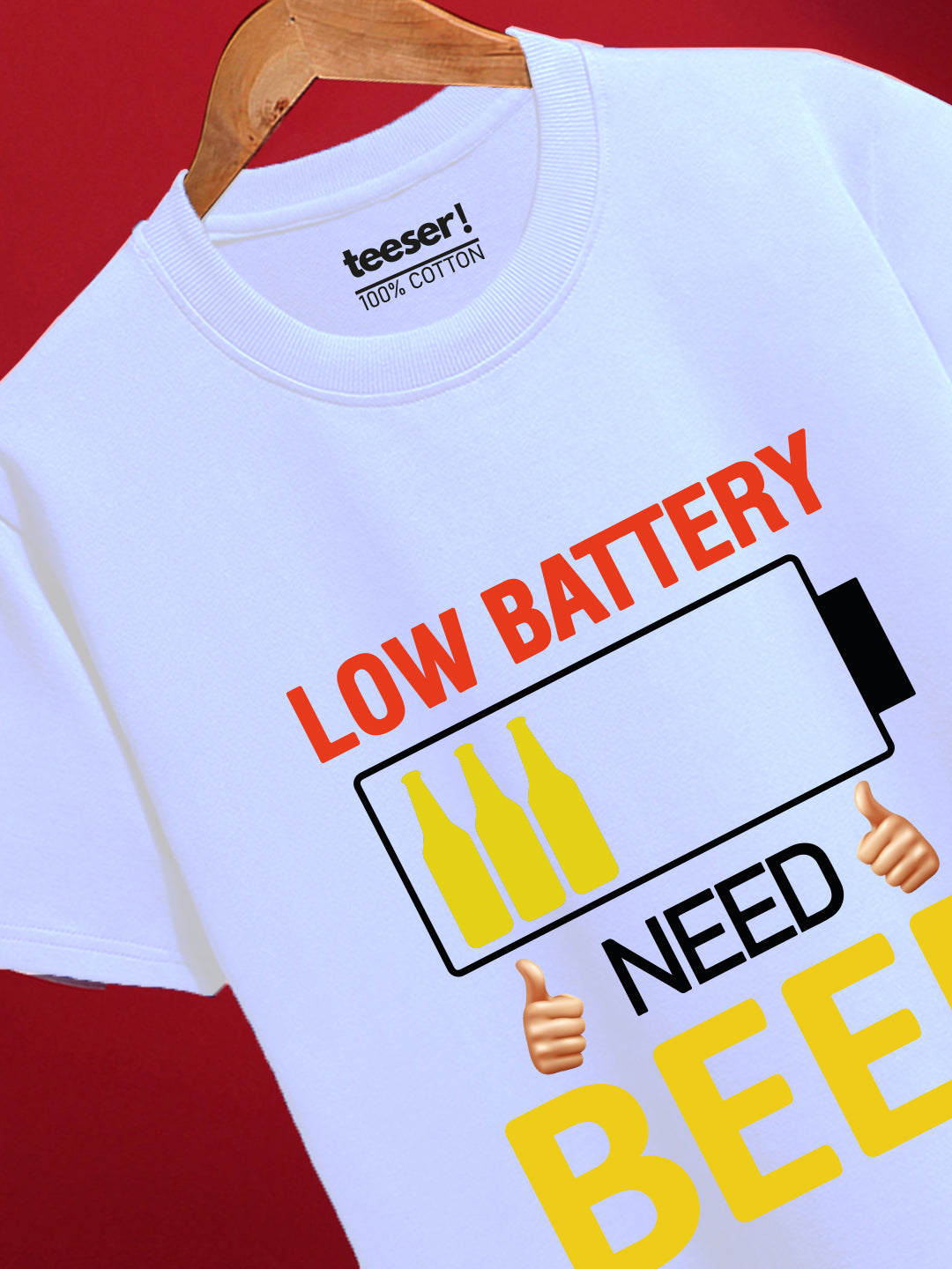 Low Battery Need Beer Regular Fit T-Shirt
