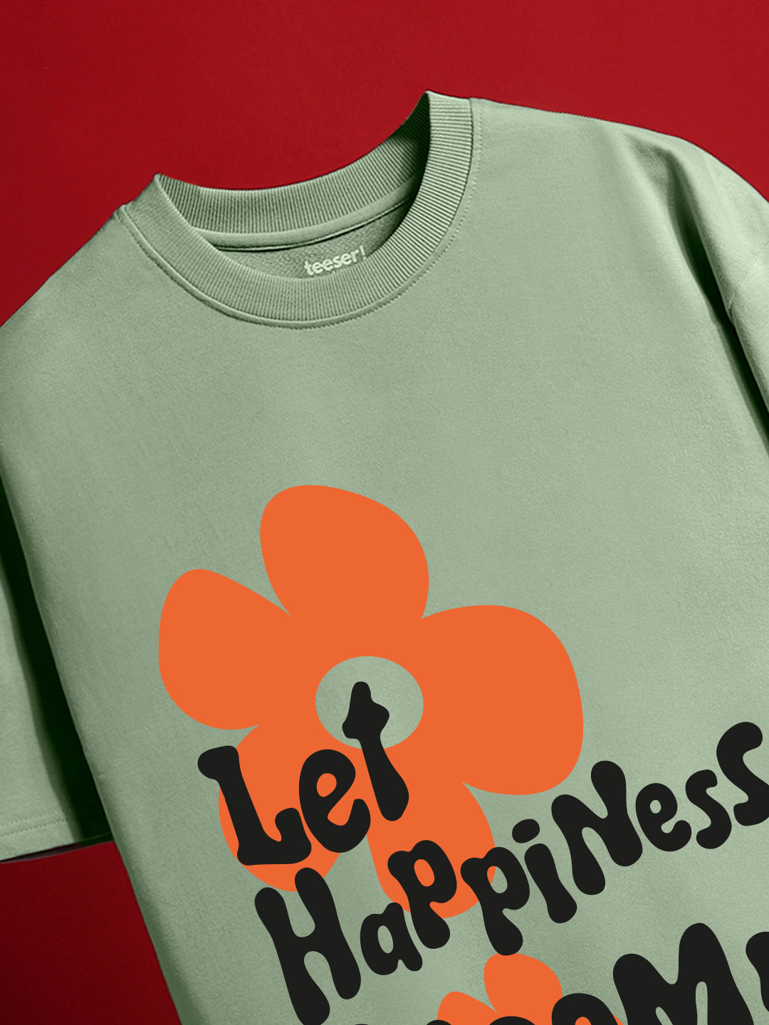 Happiness Bloom Crew Neck Oversized T-Shirt