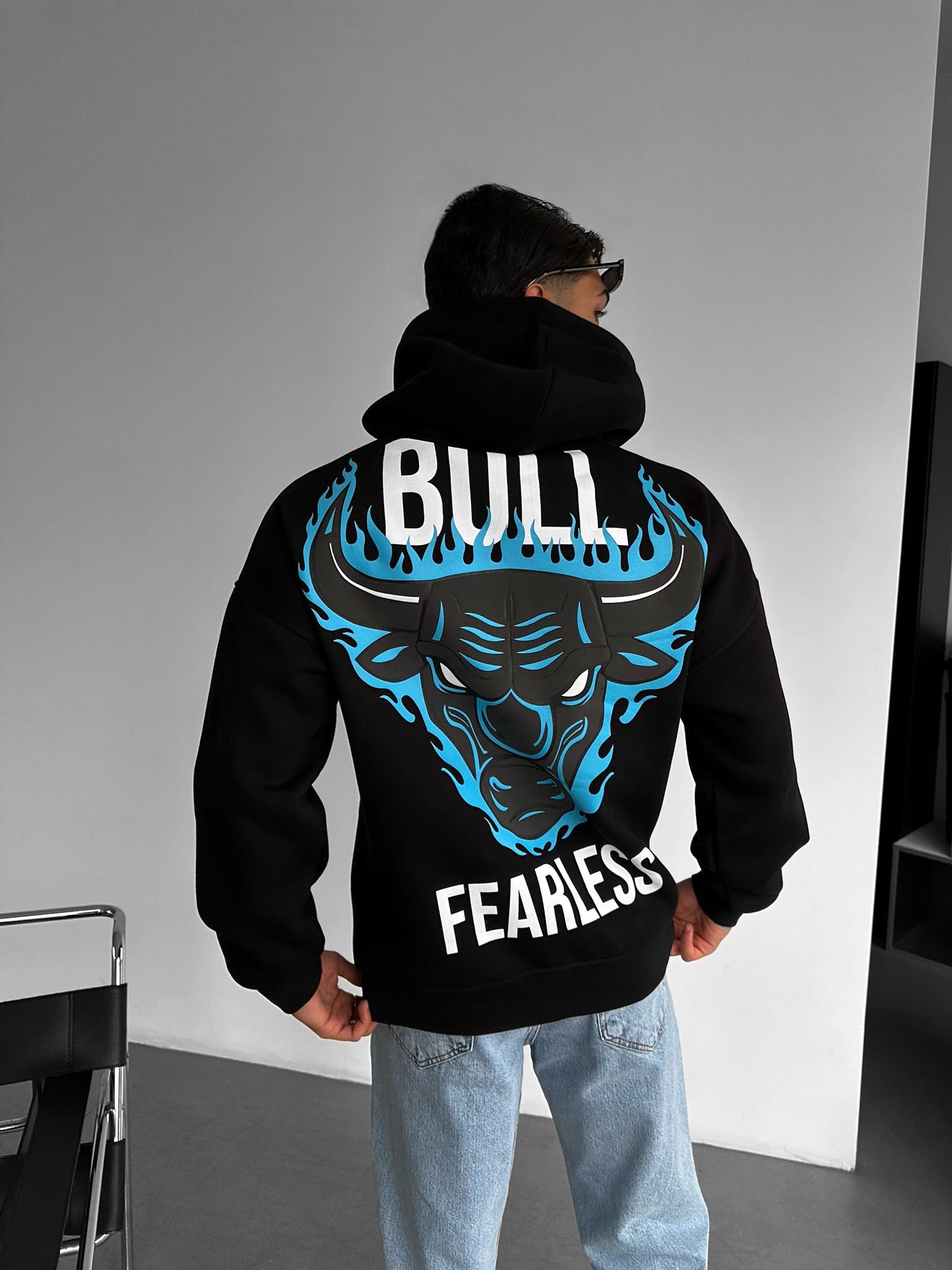 Bull Fearless Drop Shoulder Graphic Hoodie