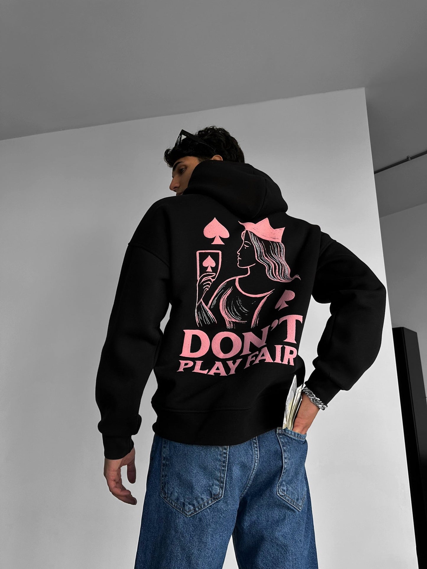 Don't Play Fair Drop Shoulder Graphic Hoodie