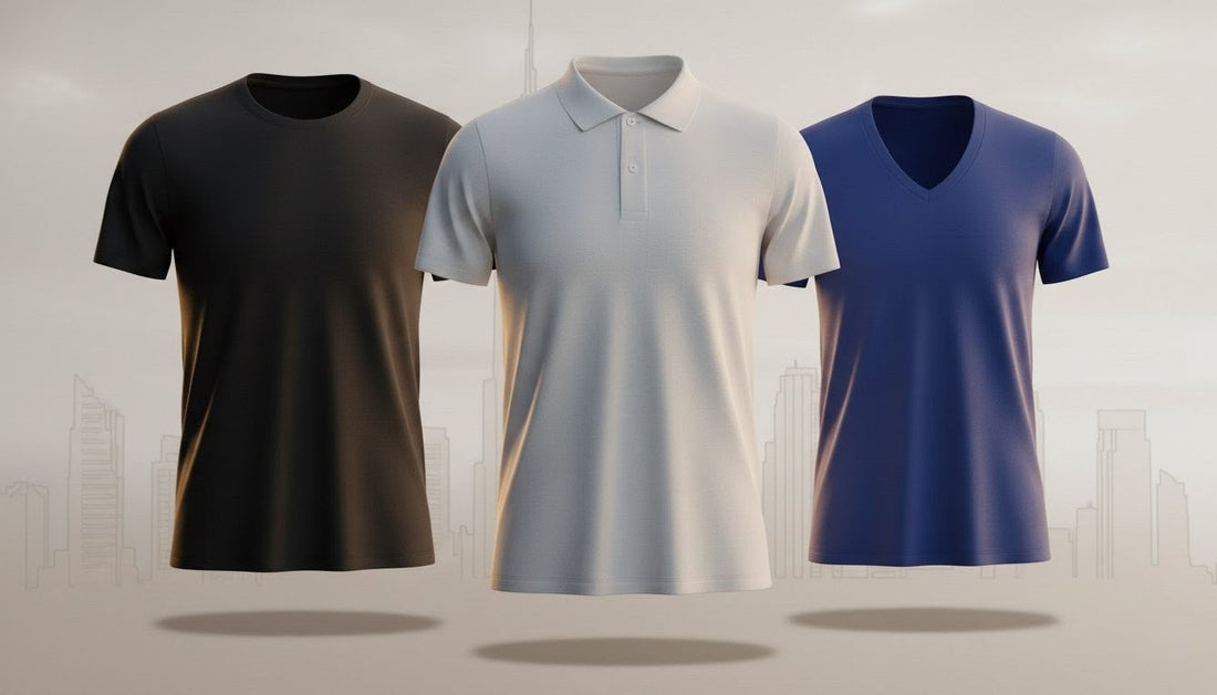 best t-shirt for UAE heat round neck vs v neck vs polo