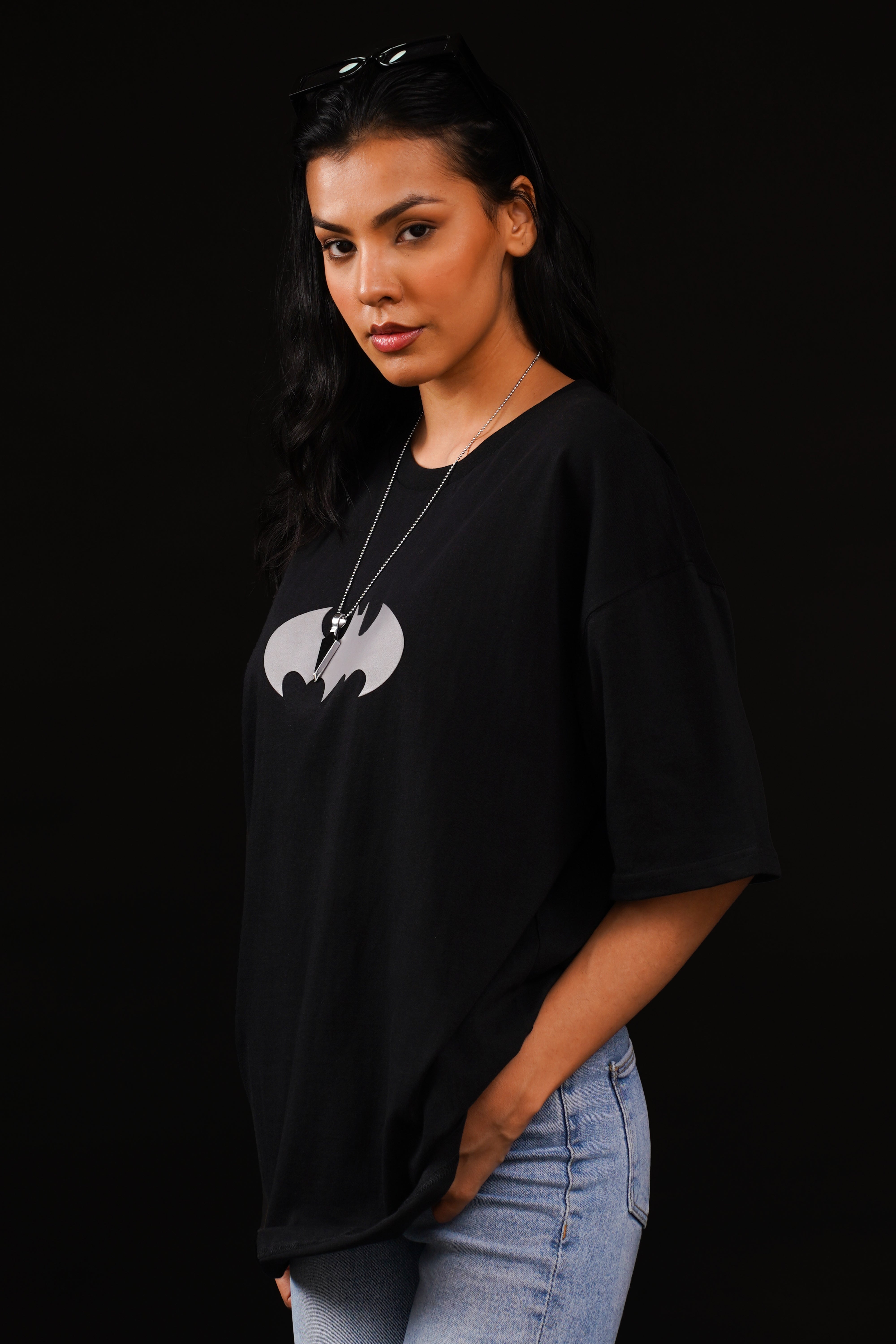 Batman Bat Signal Oversized Fit T-Shirt