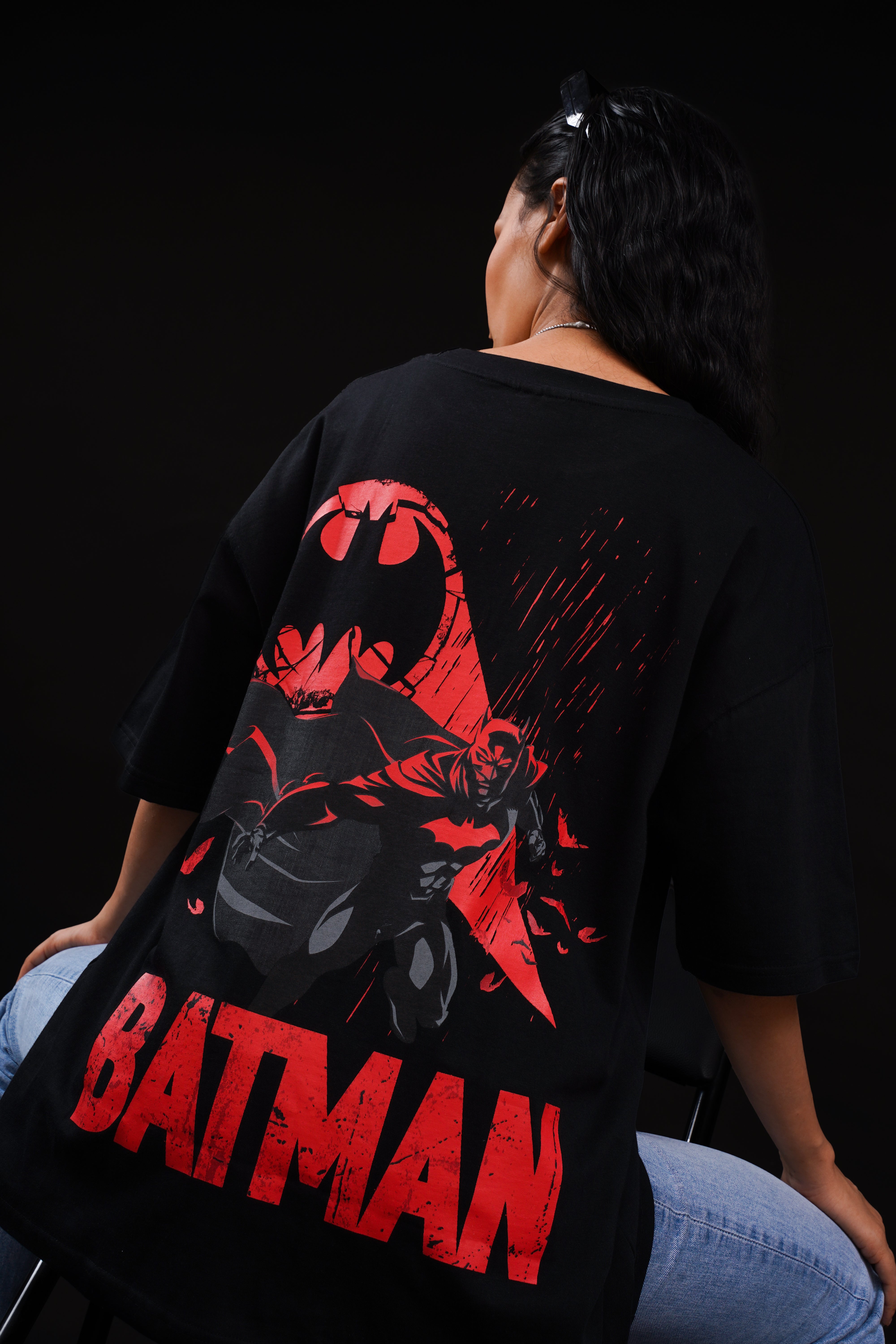 Batman Bat Signal Oversized Fit T-Shirt