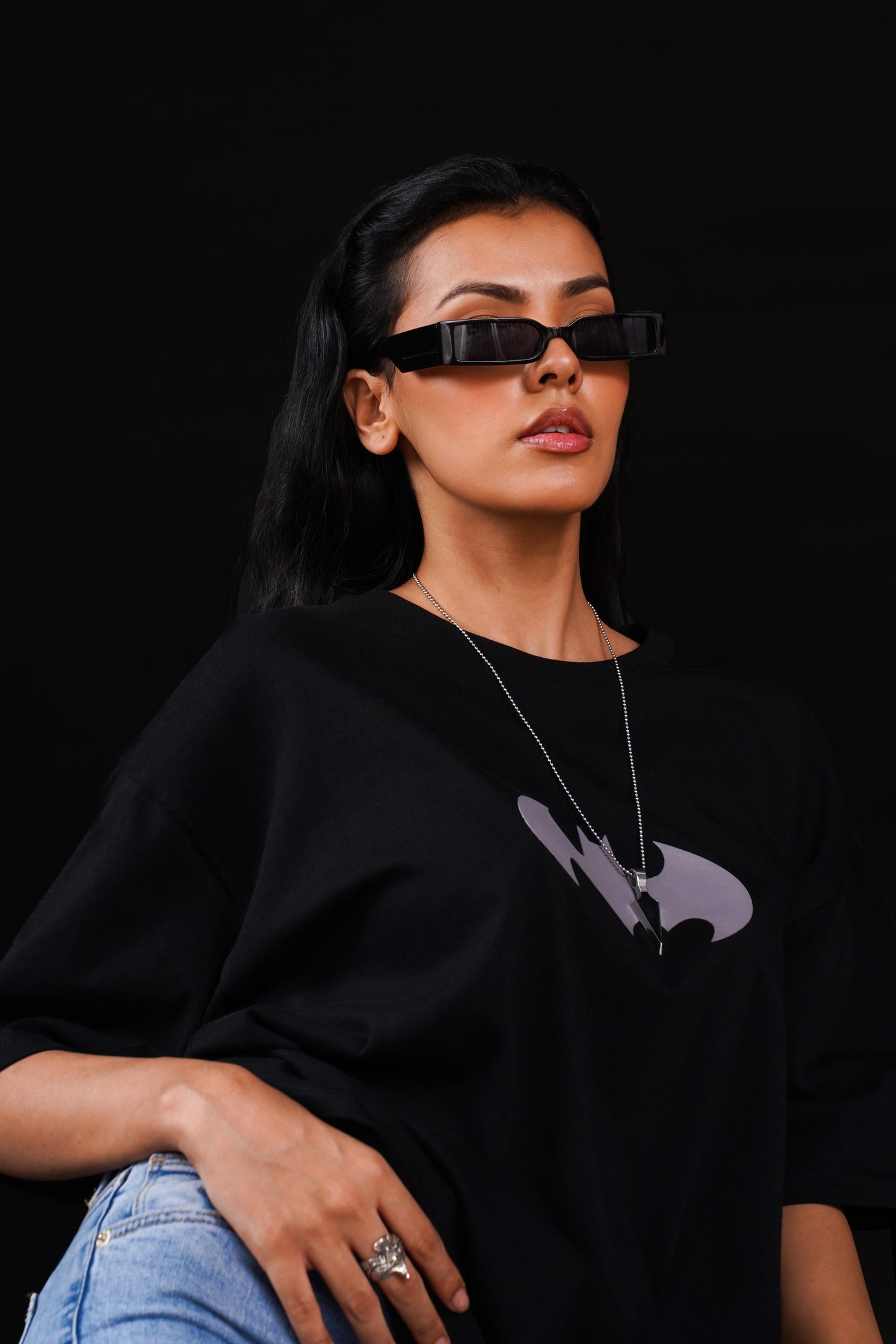 Batman Bat Signal Oversized Fit T-Shirt