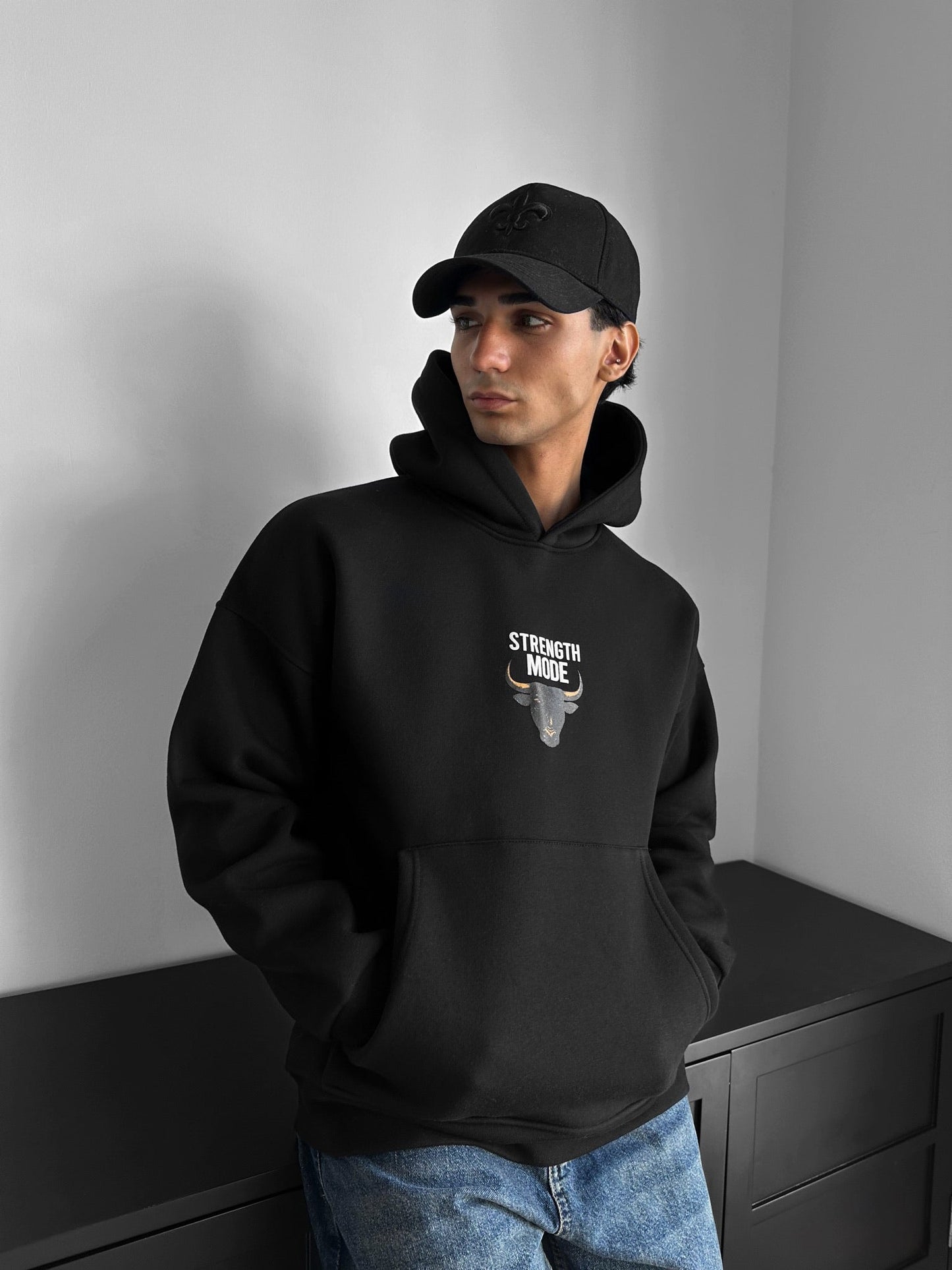 Strength Mode Drop Shoulder Graphic Hoodie