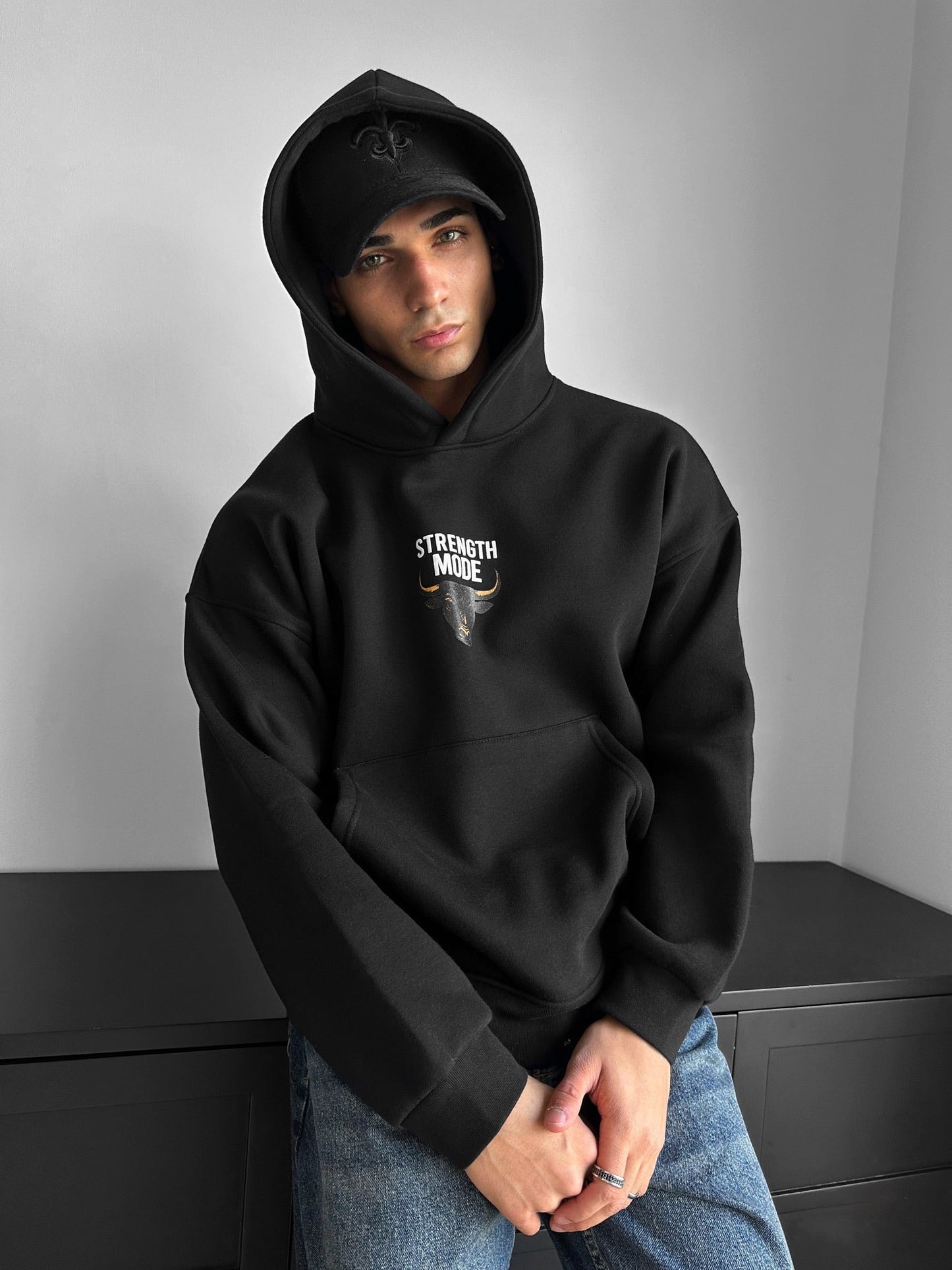 Strength Mode Drop Shoulder Graphic Hoodie