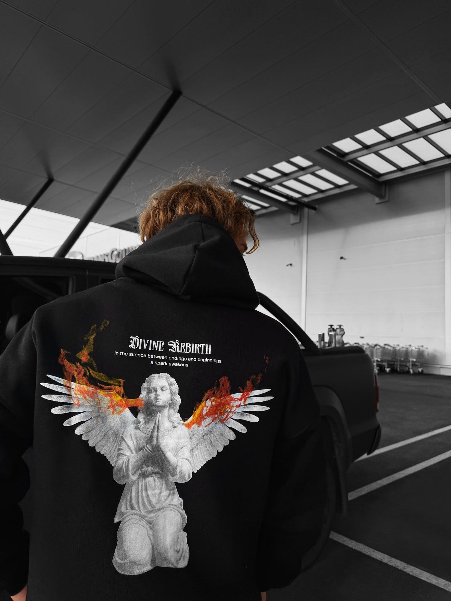 Divine Rebirth Drop Shoulder Graphic Hoodie