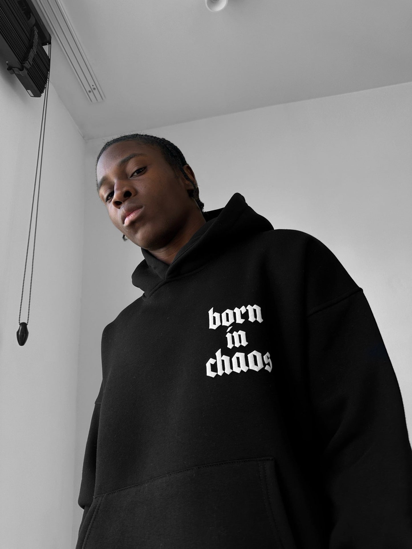 Born In Chaos Drop Shoulder Graphic Hoodie