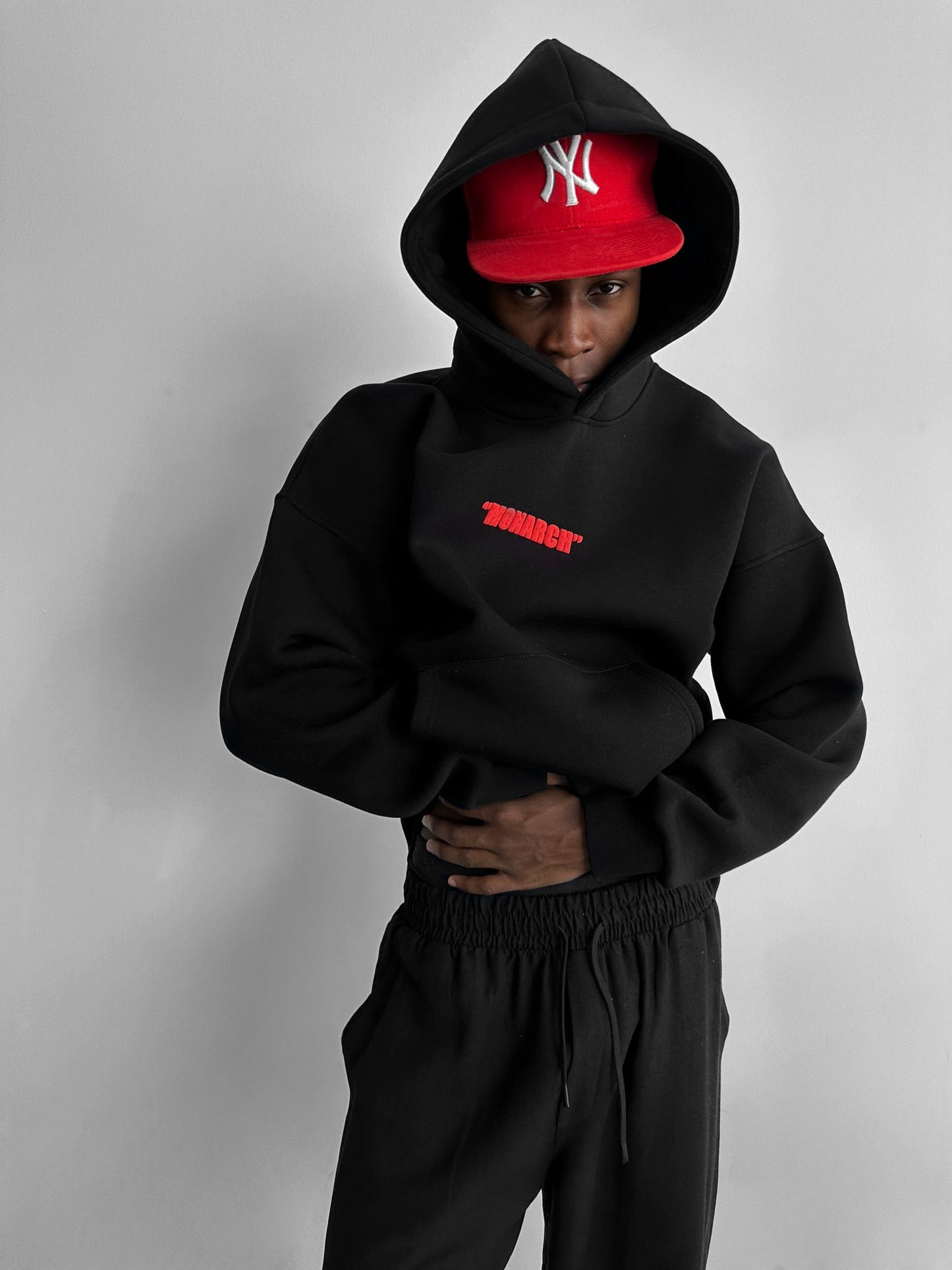 Monarch Red Drop Shoulder Graphic Hoodie