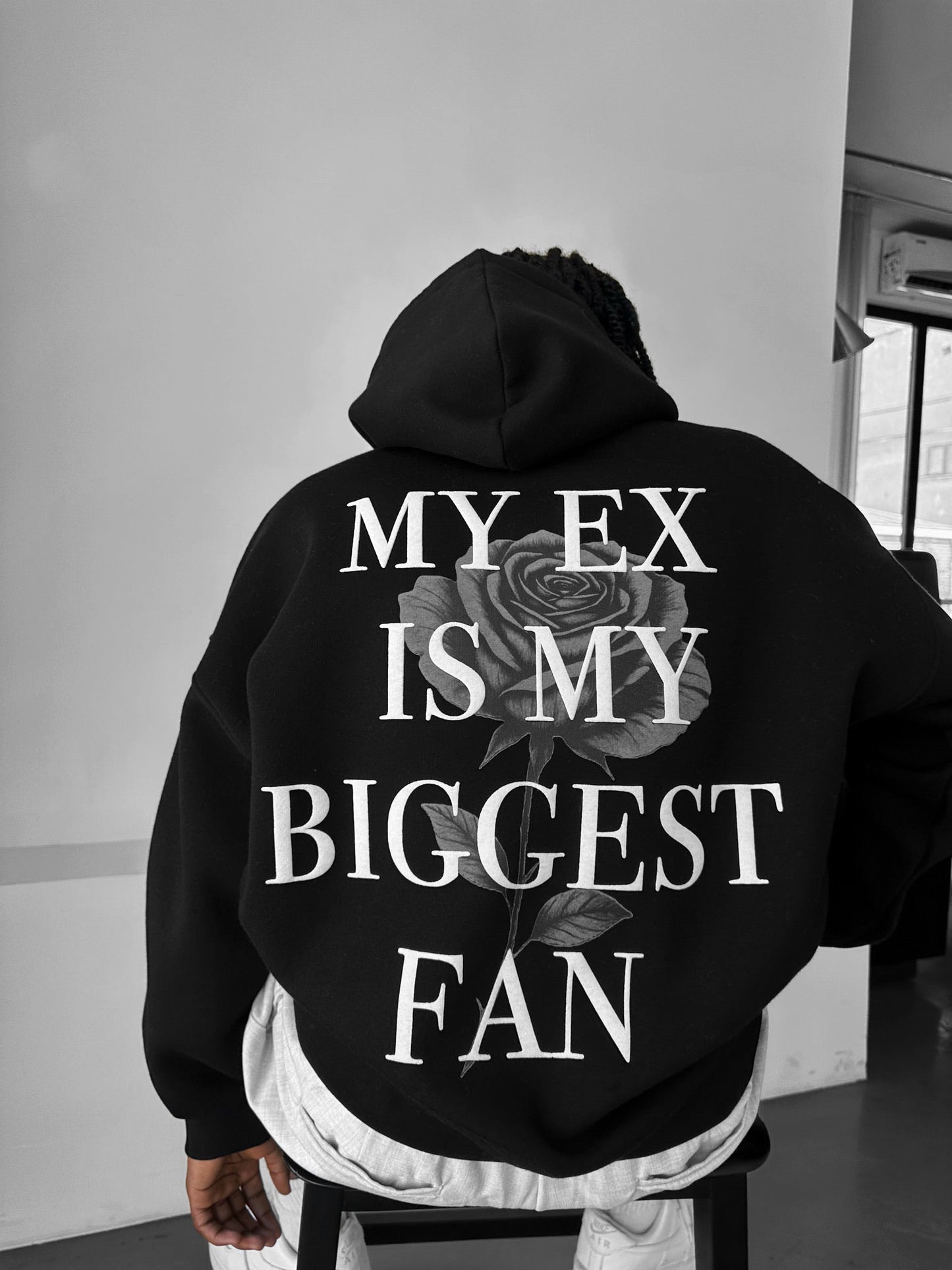 My Ex Is My Biggest Fan Drop Shoulder Graphic Hoodie