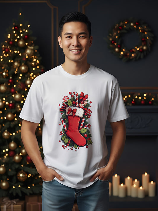 Santa Socks Christmas Regular T-Shirt For Men
