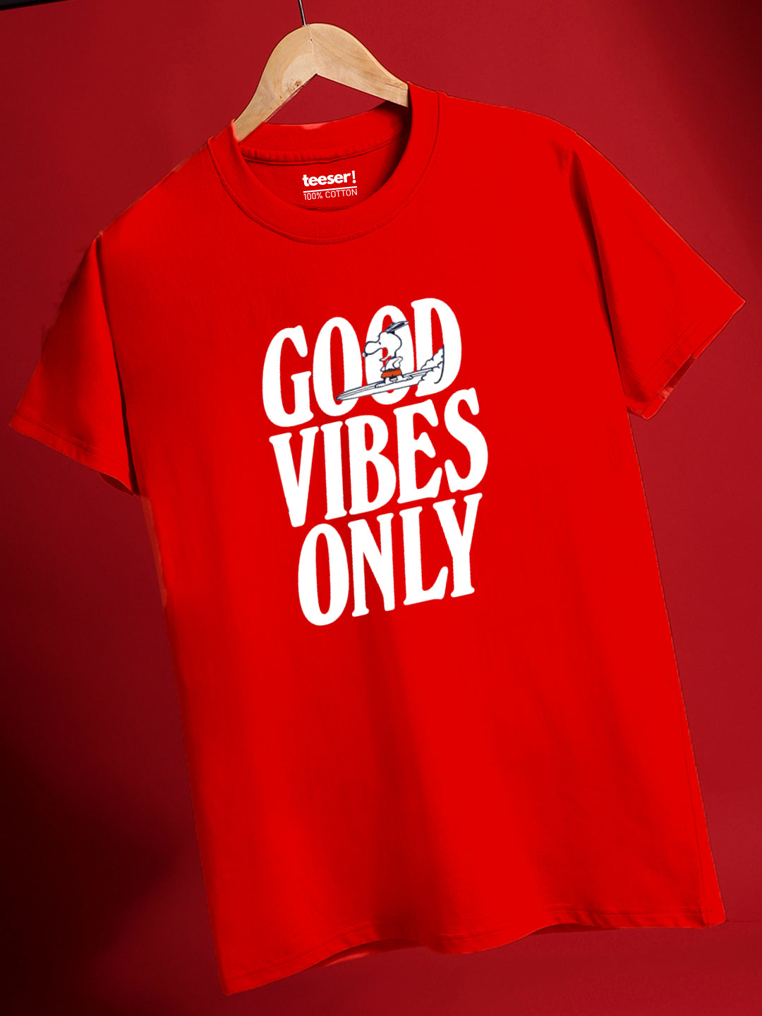 تيشيرت بقصة عادية بتصميم "Good Vibes Only"