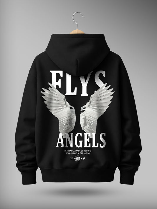 Flys Angels Drop Shoulder Graphic Hoodie