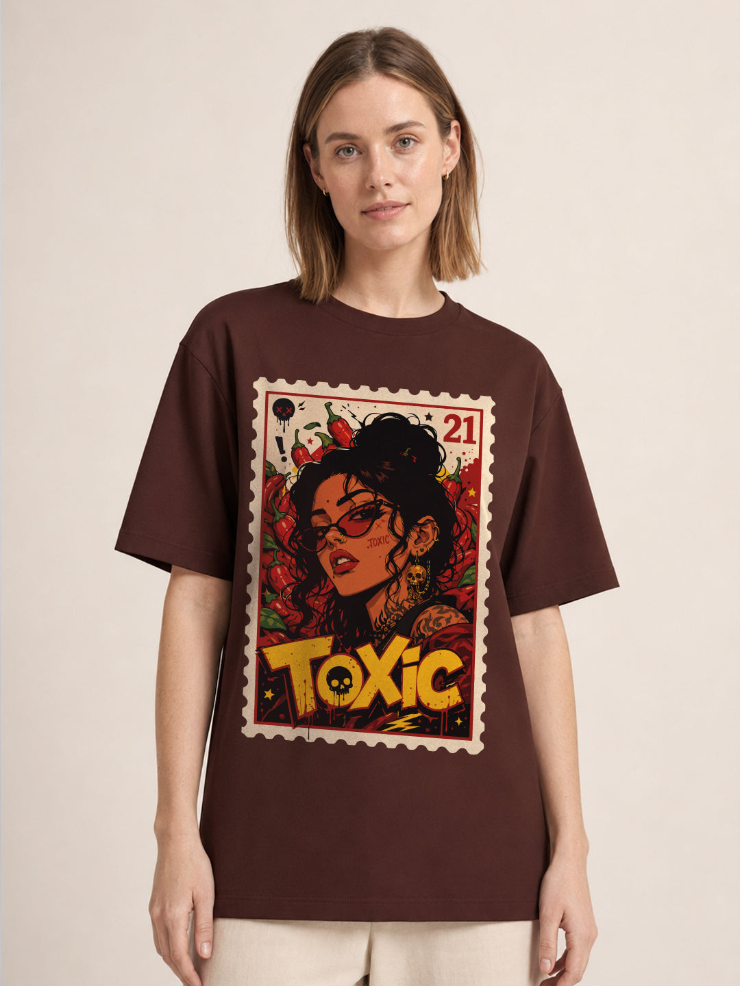 Toxic Postage Stamp Oversized T-Shirt