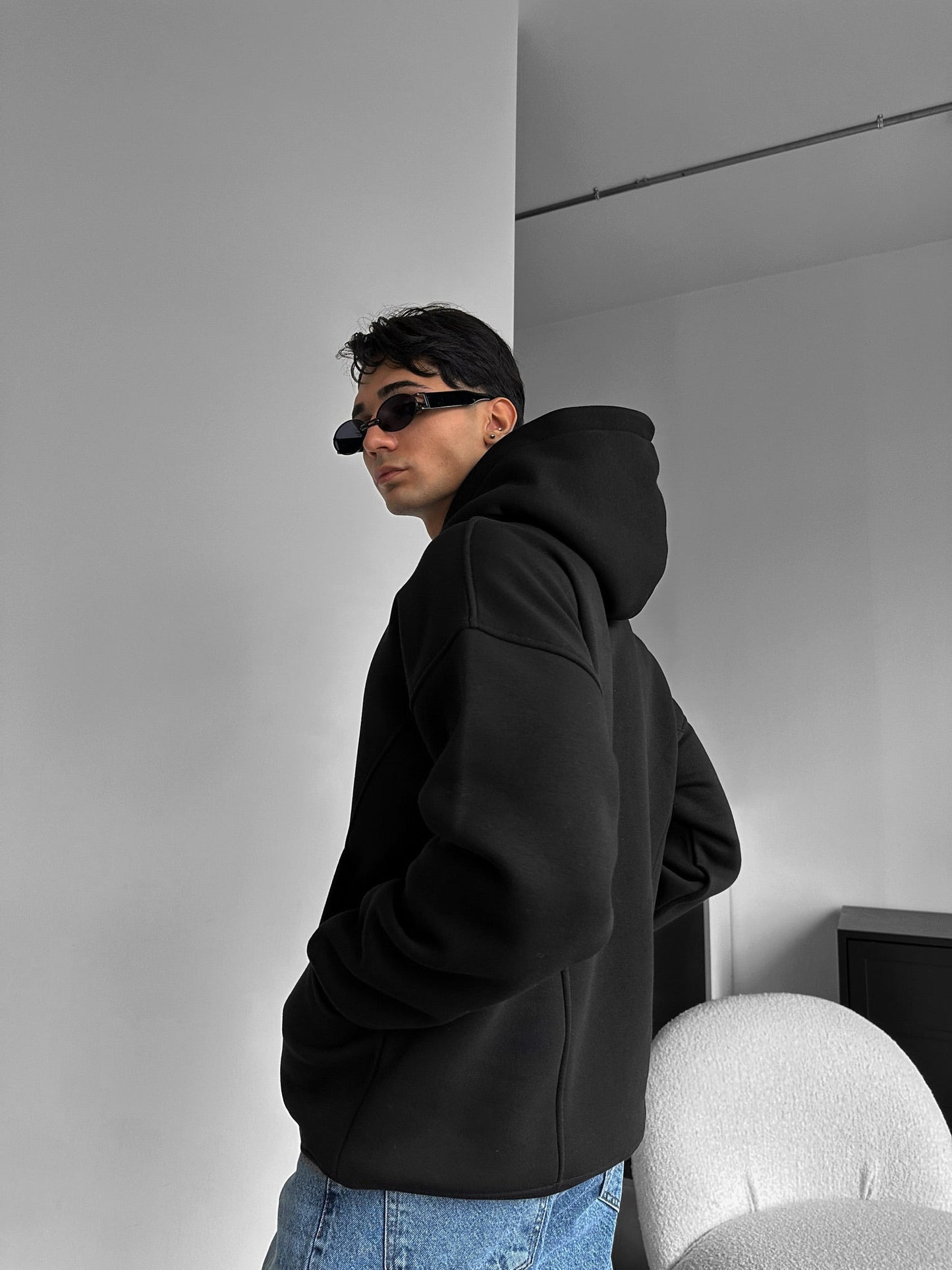 Fake Love Get Money Drop Shoulder Graphic Hoodie