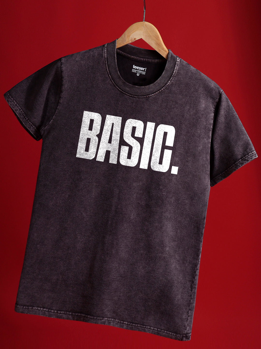 Stained Basic T Basic T-Shirt – Unisex Cotton Acid Wash – Teeser