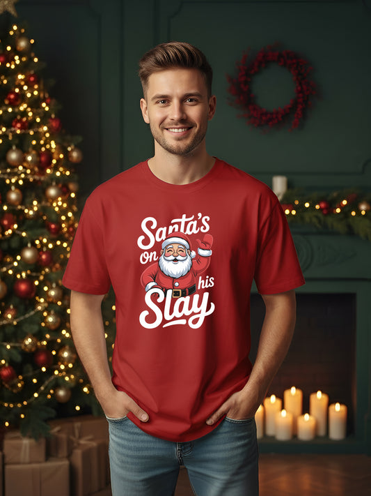 Santa's On His Stay Christmas Regular T-Shirt For Men