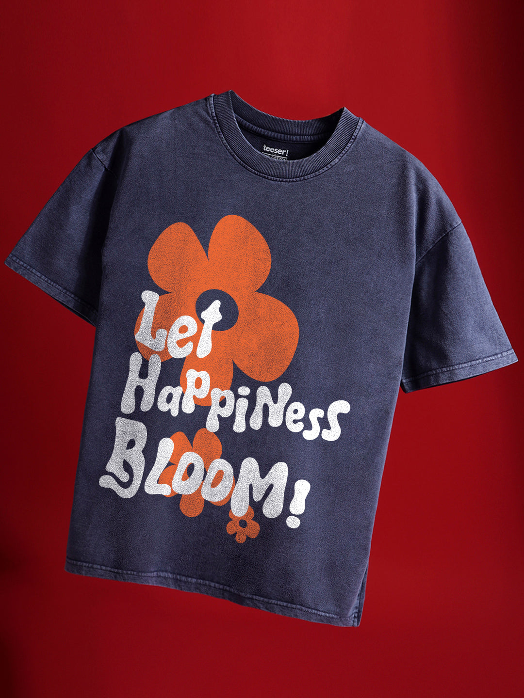 تيشيرت بقصة واسعة بتصميم Let Happiness Bloom