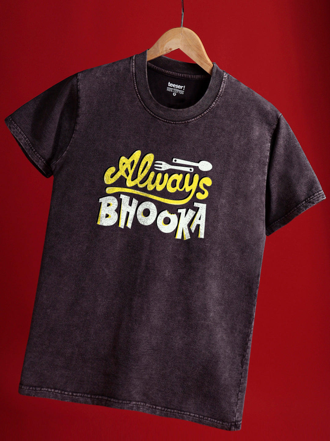 تيشيرت Always Bhooka بياقة دائرية كلاسيكية