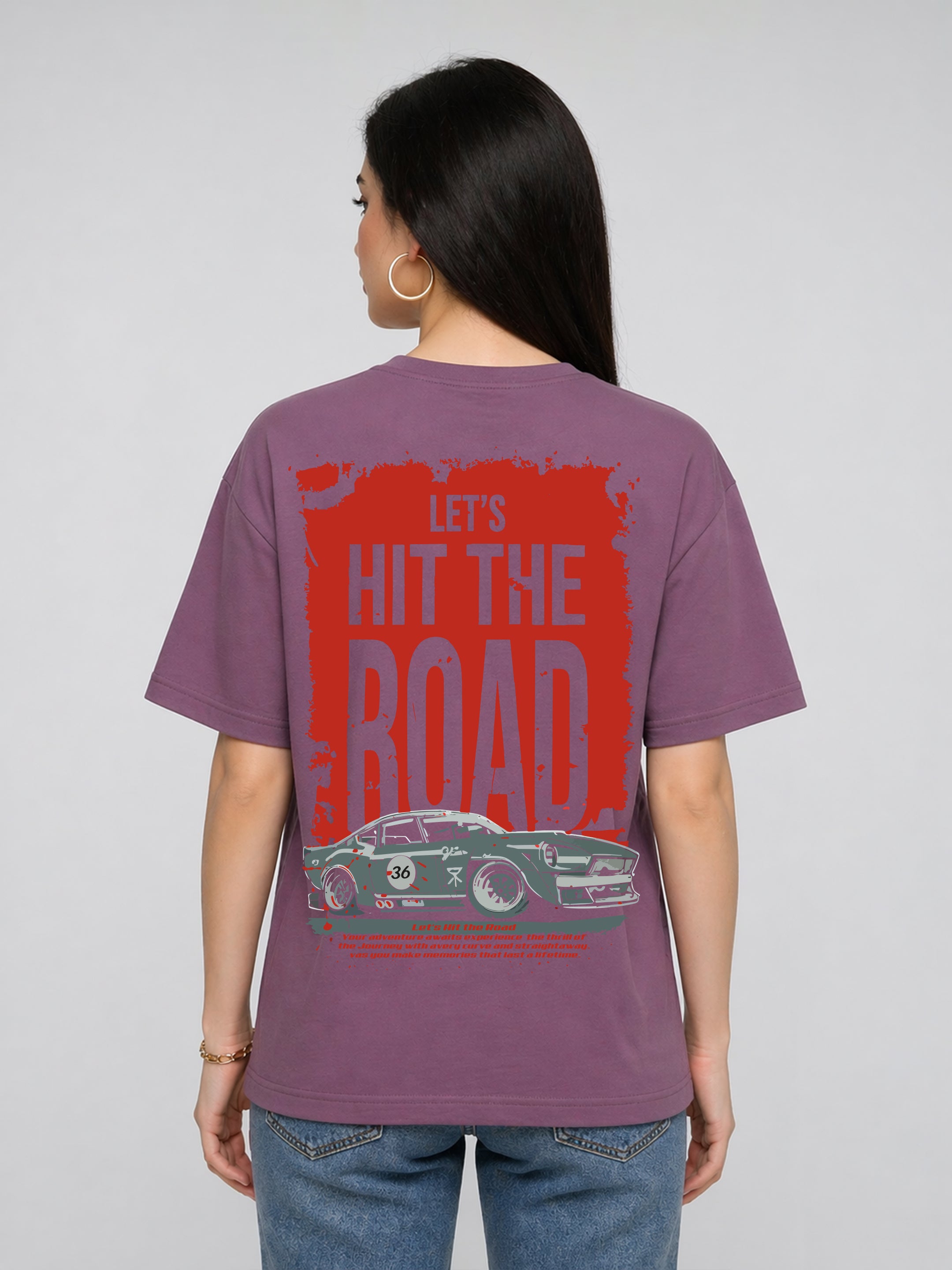 Let's Hit The Road Oversized Fit T-Shirt For Women