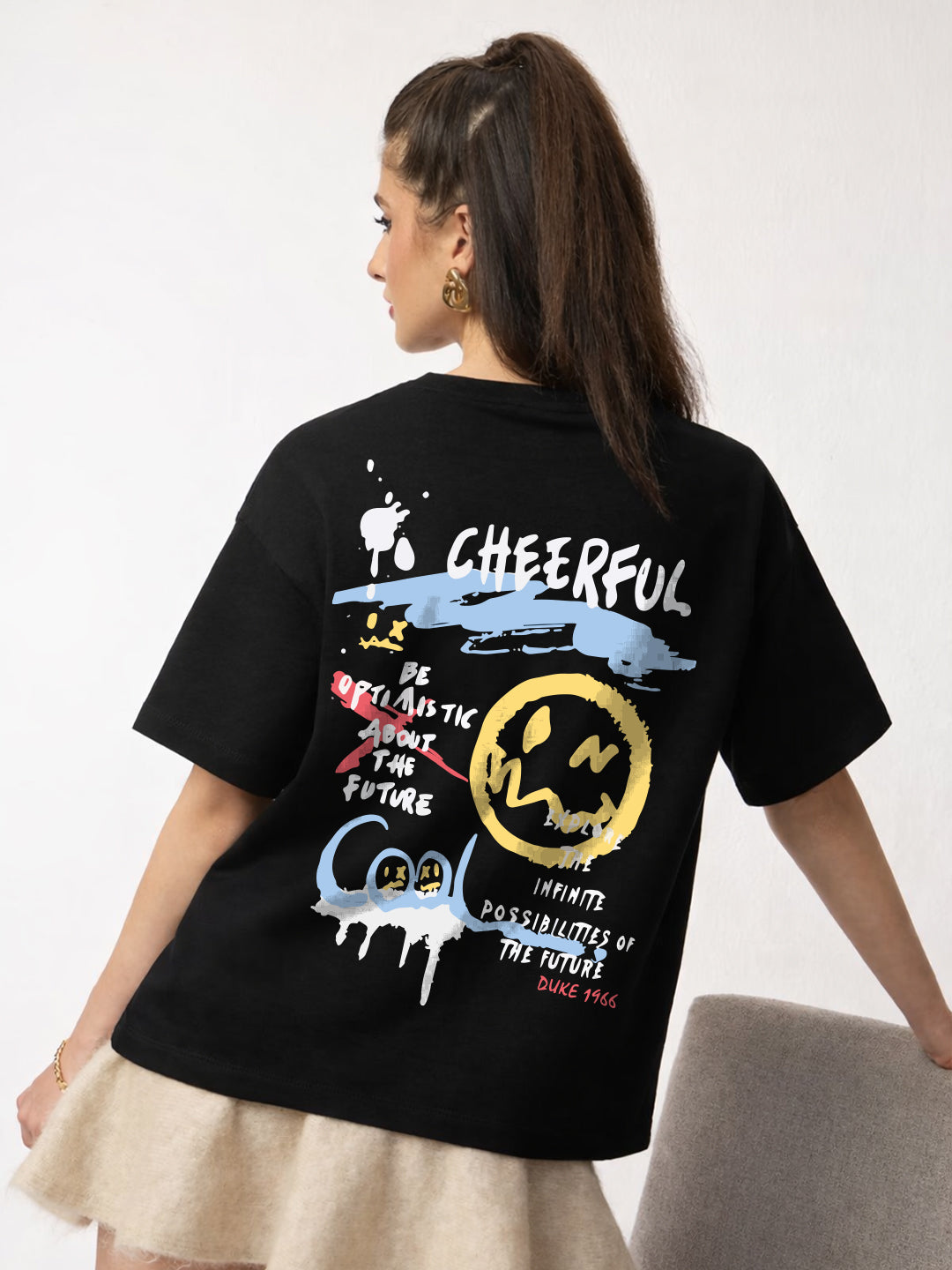 Cheerful Oversized Fit T-Shirt For Women