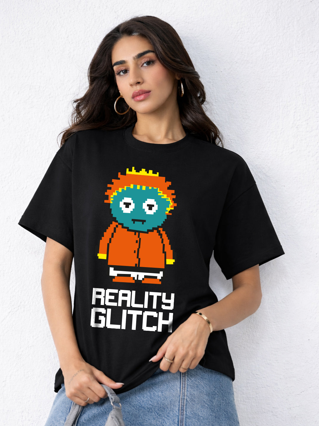 Reality Glitch Oversized Fit T-Shirt For Women