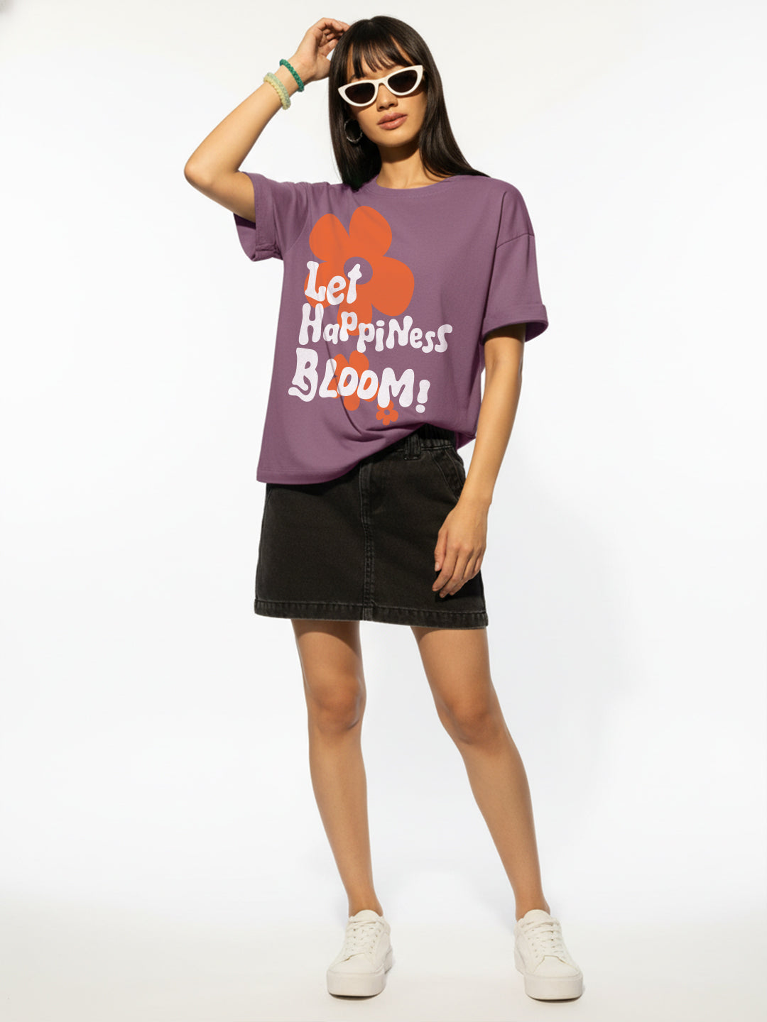 Happiness Bloom Crew Neck Oversized T-Shirt