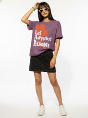 Happiness Bloom Crew Neck Oversized T-Shirt