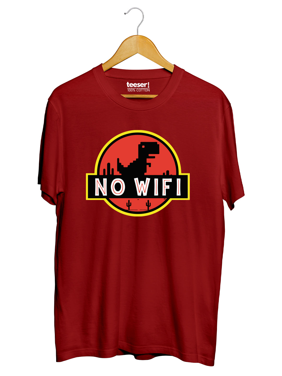 تيشيرت بقصة عادية بتصميم NO WIFI