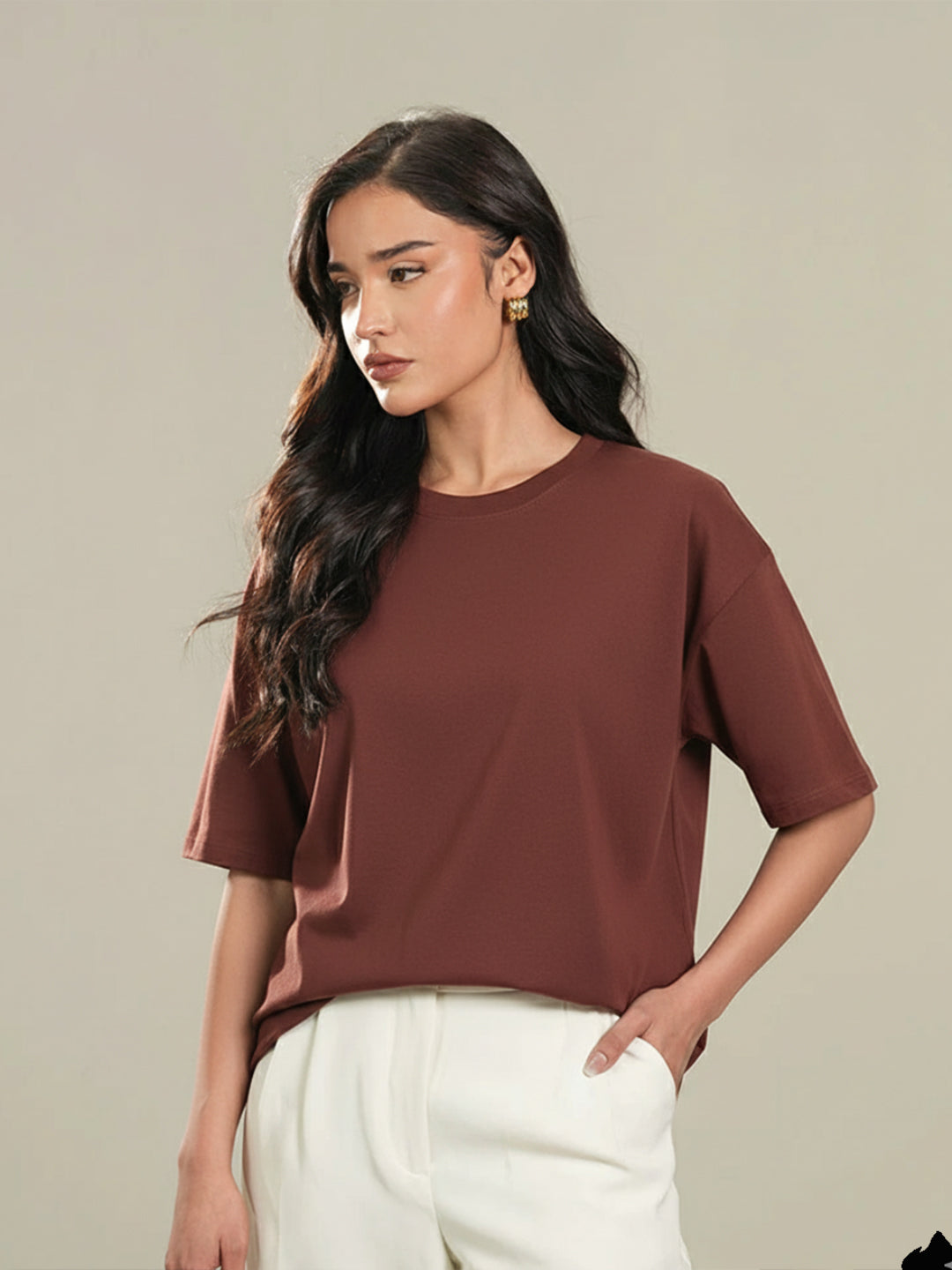 Classic Brown Oversize T-Shirt For Women