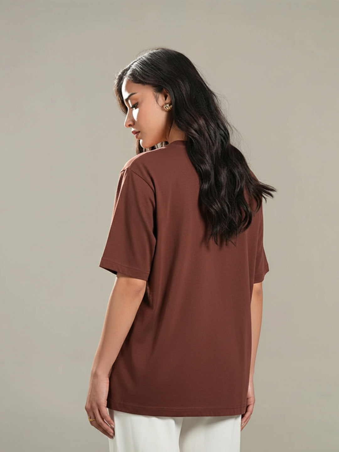 Classic Brown Oversize T-Shirt For Women