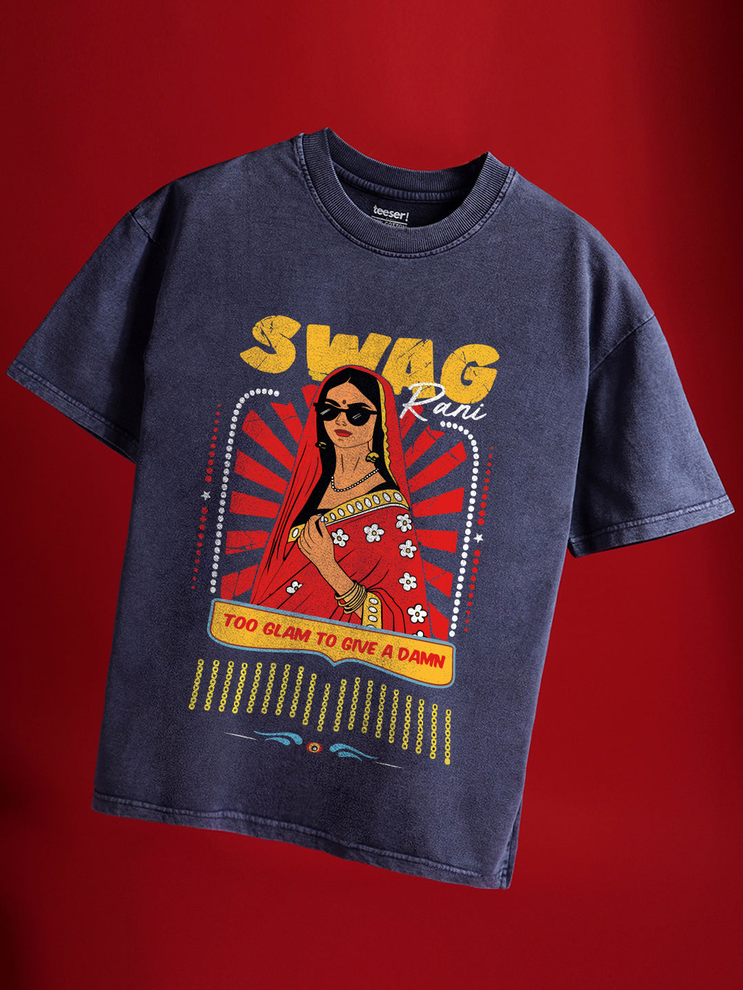 Tee Rani Swag Rani Crew Neck Cotton Oversized T-Shirt – Bold Graphic Tee – Teeser