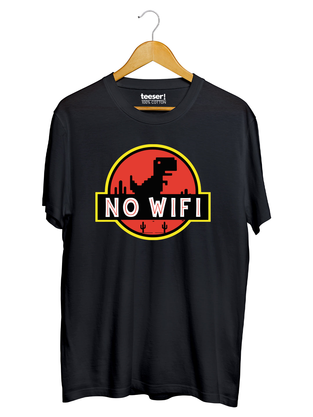 تيشيرت بقصة عادية بتصميم NO WIFI