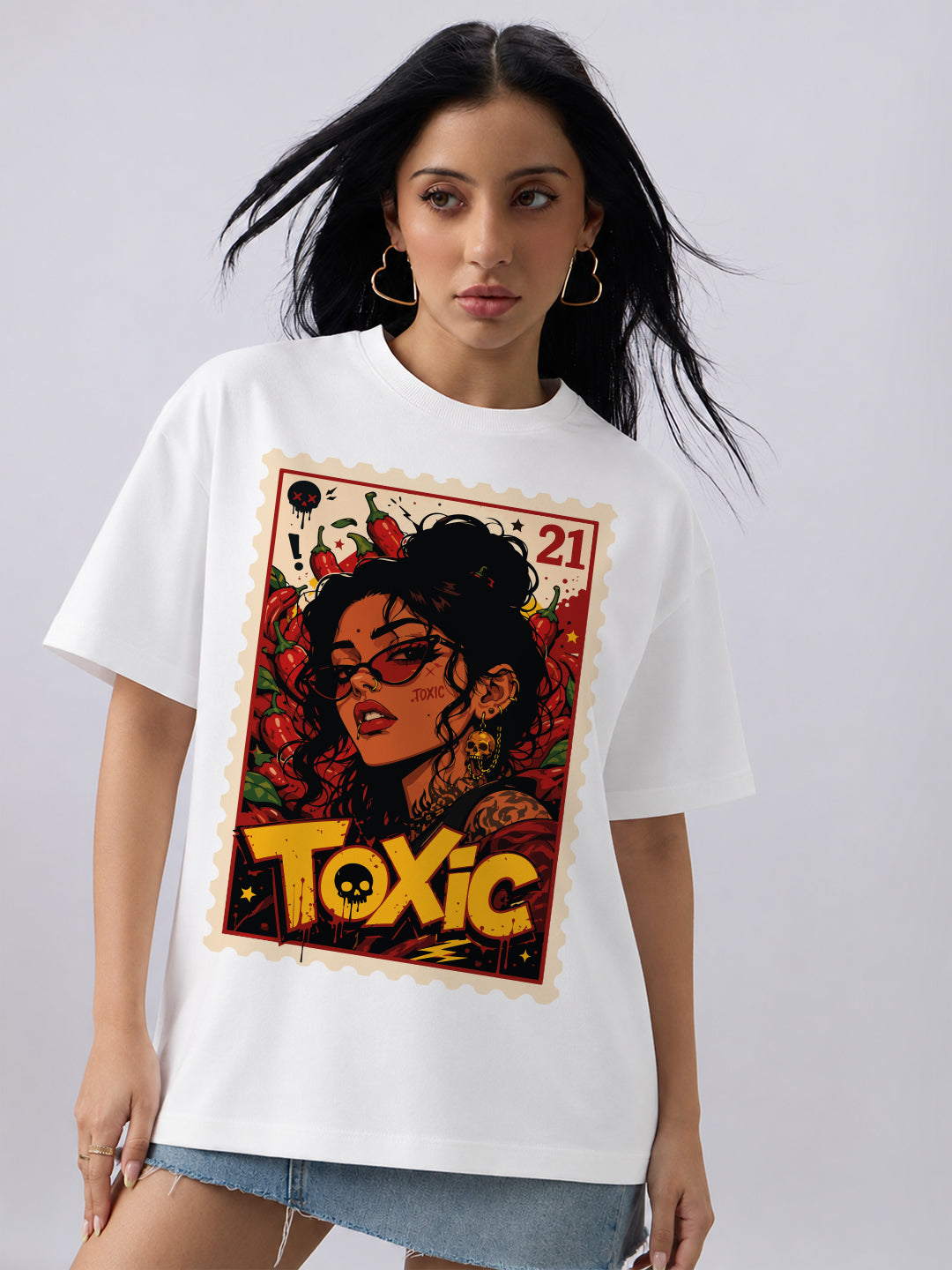 Toxic Postage Stamp Oversized T-Shirt
