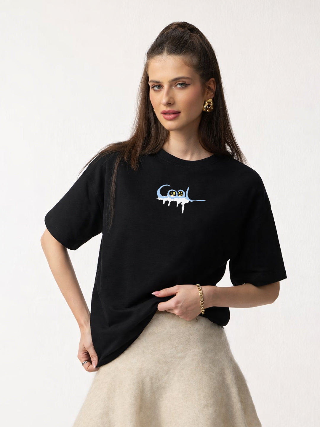 Cheerful Oversized Fit T-Shirt For Women