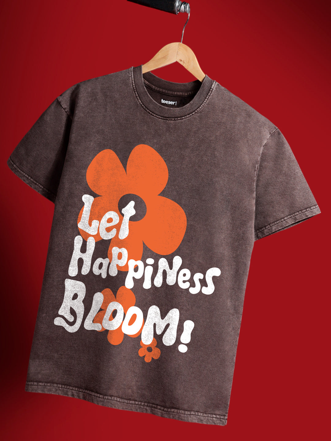 تيشيرت بقصة واسعة بتصميم Let Happiness Bloom