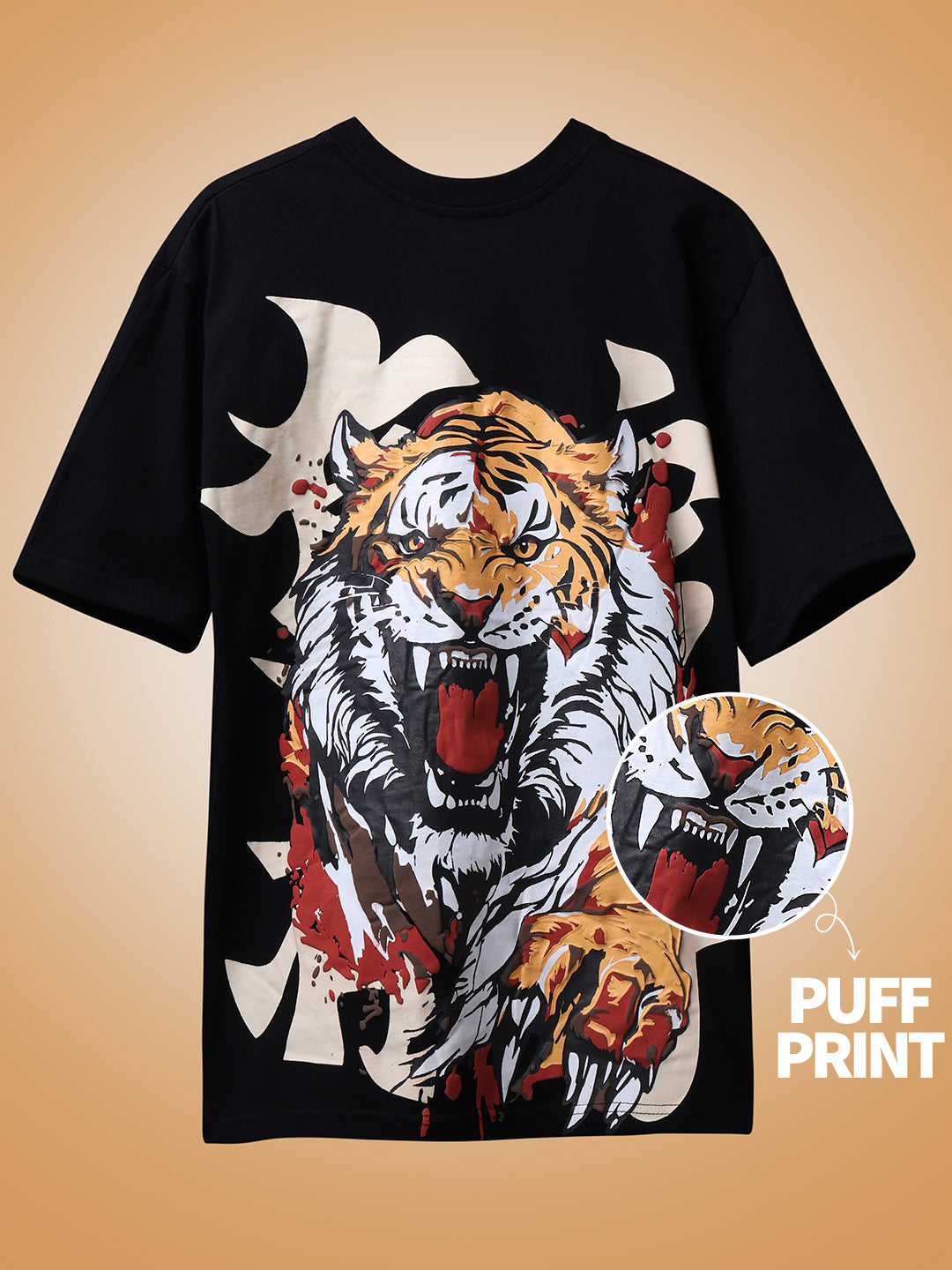 Tiger Puff Print Unisex Oversized T-Shirt