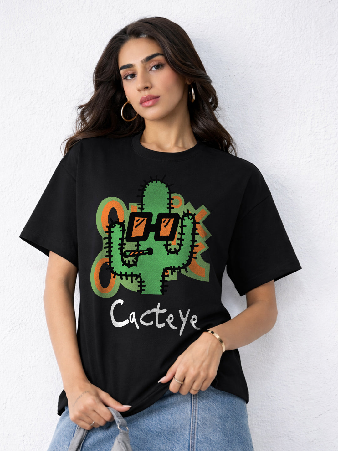 Cacteye Oversized Fit T-Shirt For Women
