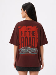 Let's Hit The Road Oversized Fit T-Shirt For Women