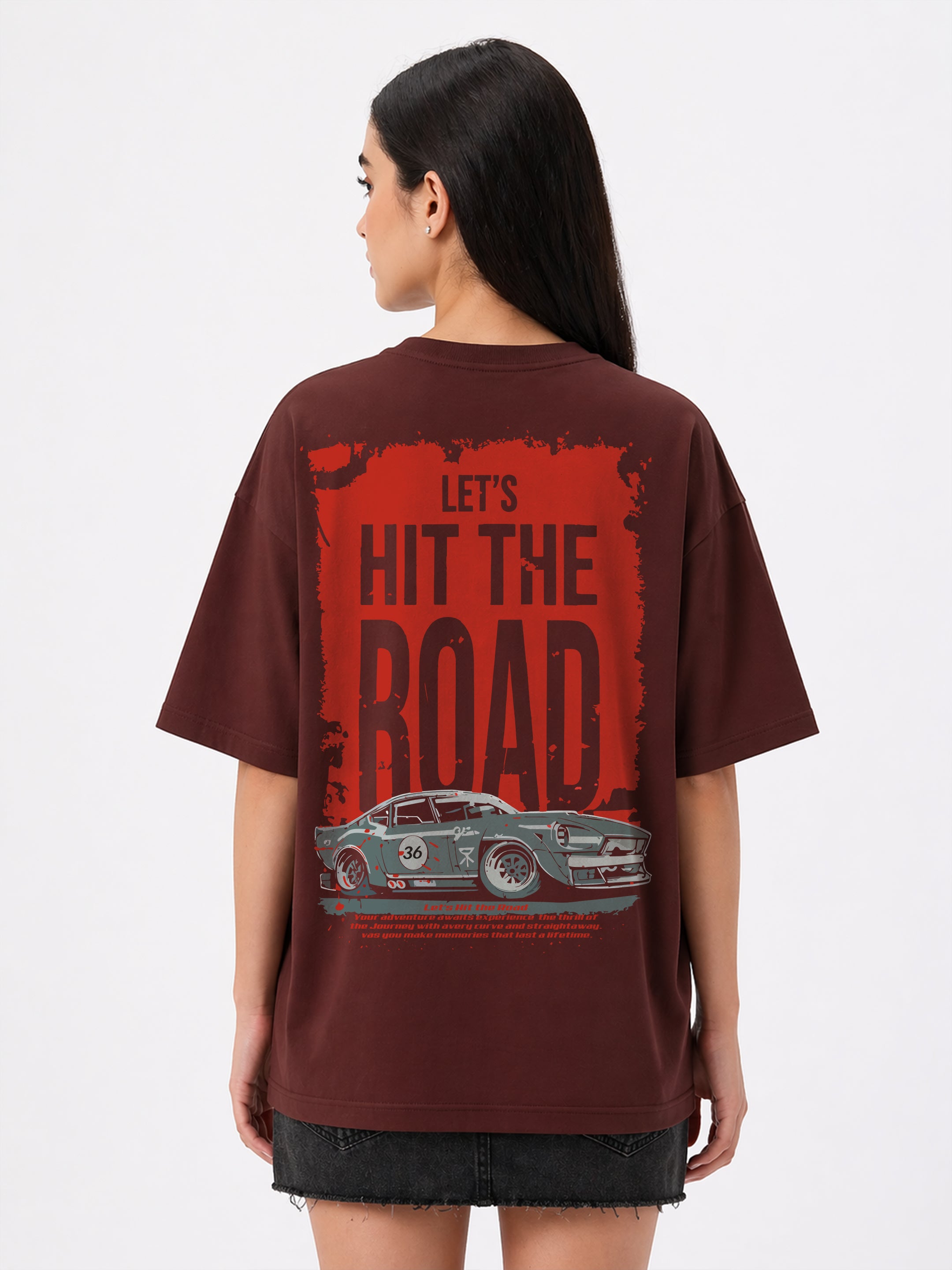 Let's Hit The Road Oversized Fit T-Shirt For Women