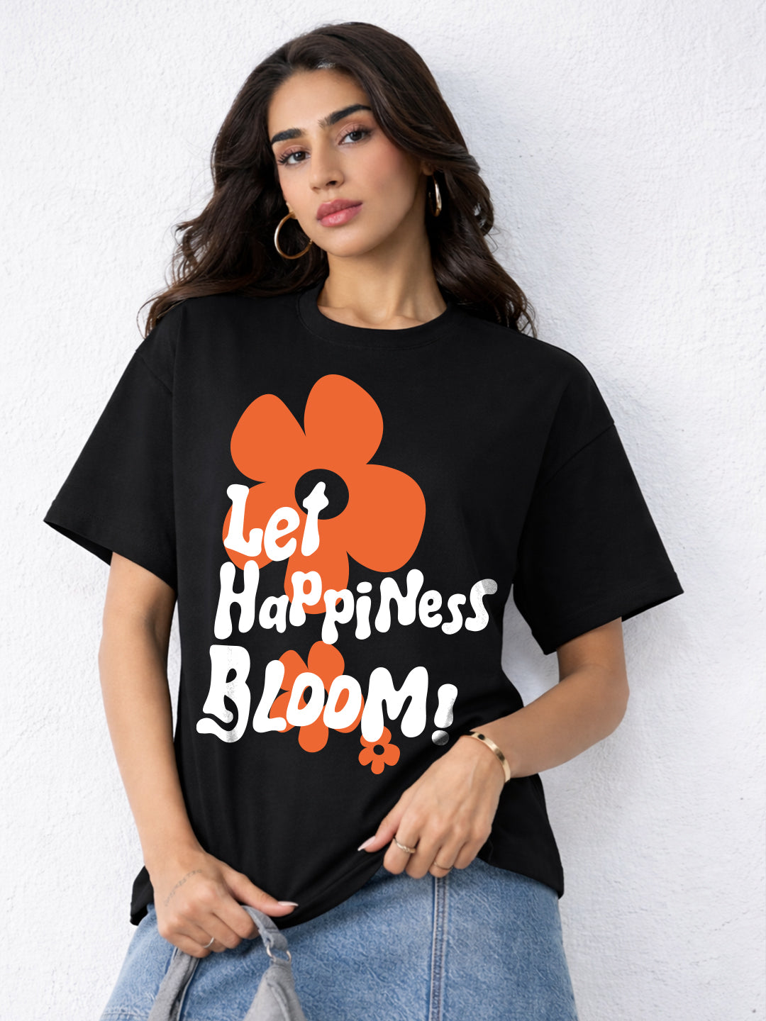 Happiness Bloom Crew Neck Oversized T-Shirt