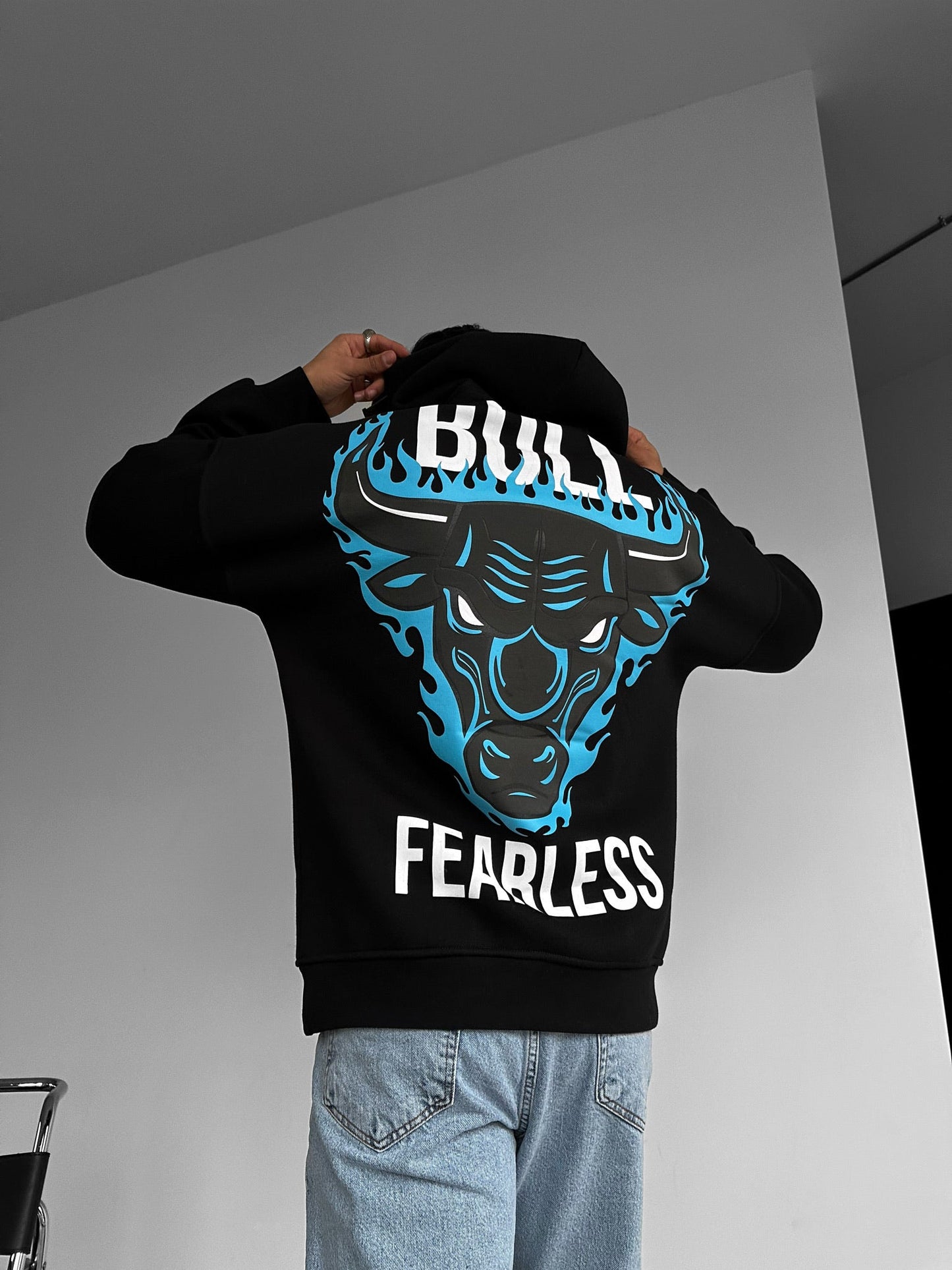 Bull Fearless Drop Shoulder Graphic Hoodie
