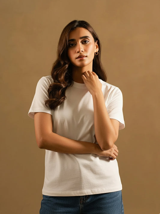 Classic White Regular Fit T-Shirt For Women