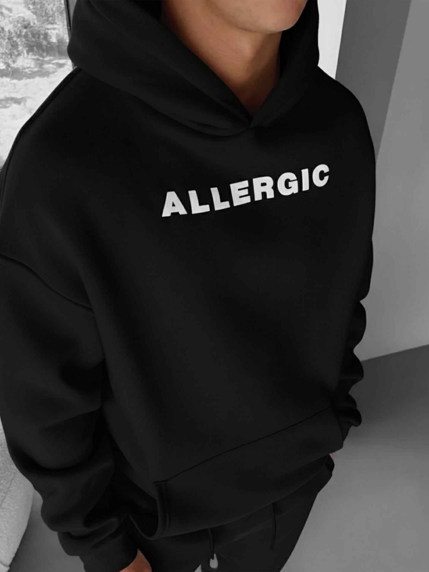 I Am Allergic Oversized Graphic Hoodie