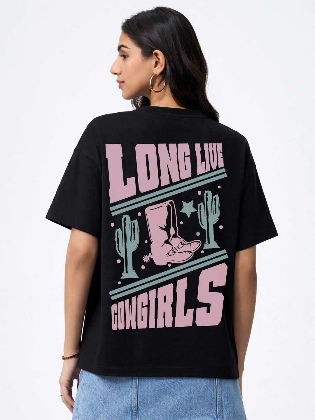 Cow Girl Oversized T-Shirt For Women