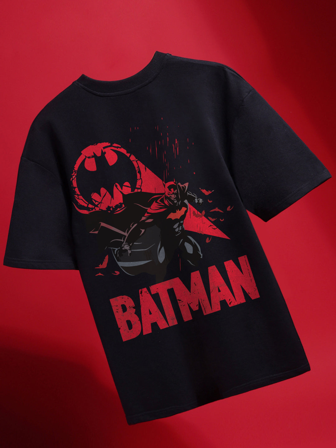 Batman Cotton Black T-Shirt – Oversized Superhero Graphic Tee – Teeser