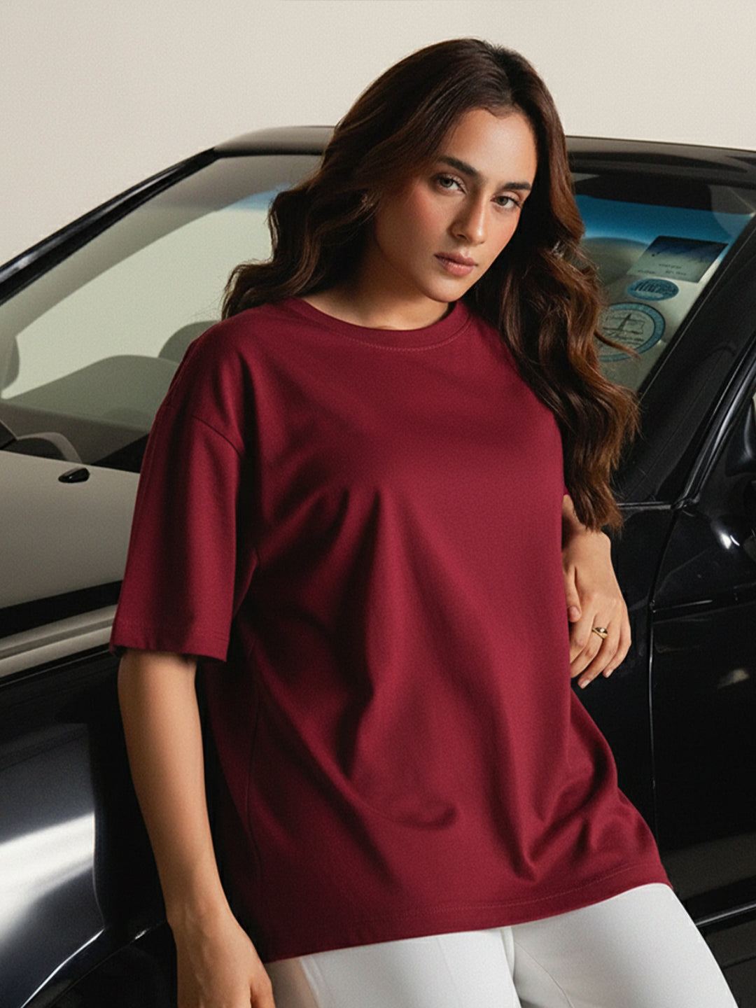 Classic Maroon Oversize T-Shirt For Women