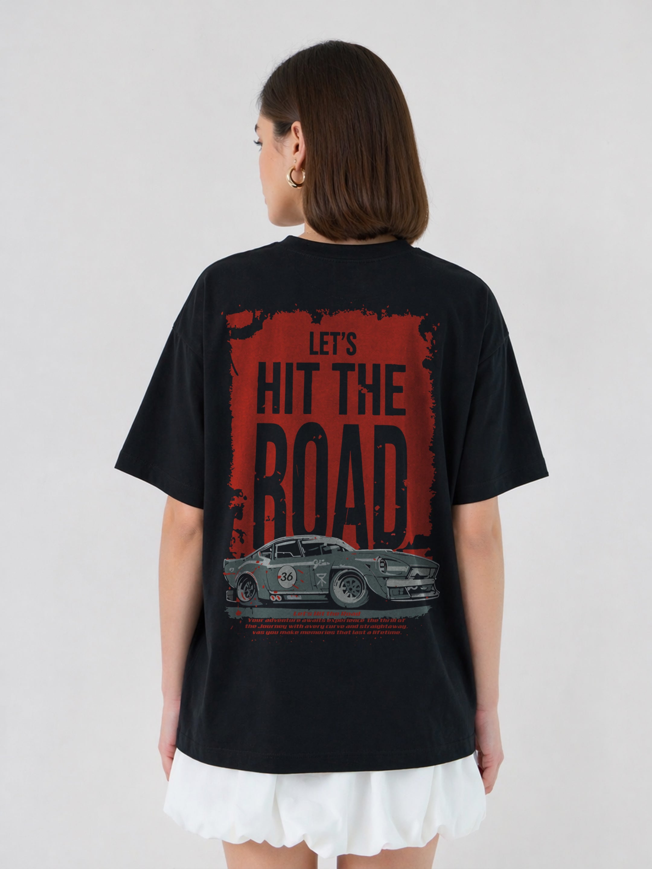 Let's Hit The Road Oversized Fit T-Shirt For Women
