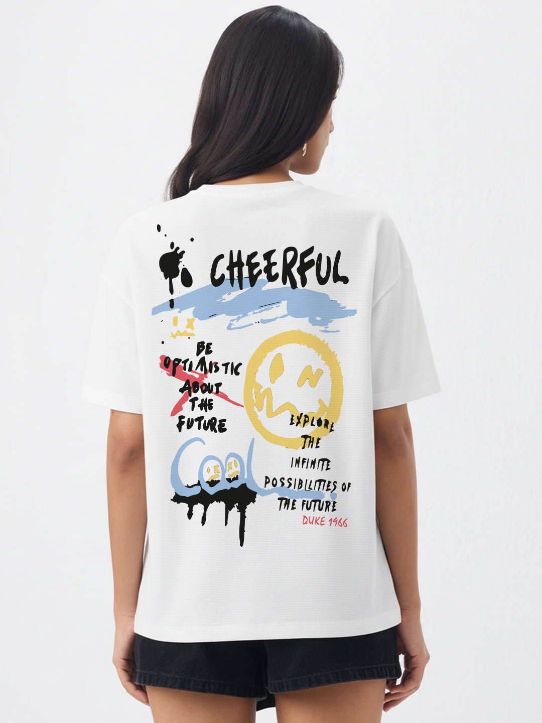 Cheerful Oversized Fit T-Shirt For Women